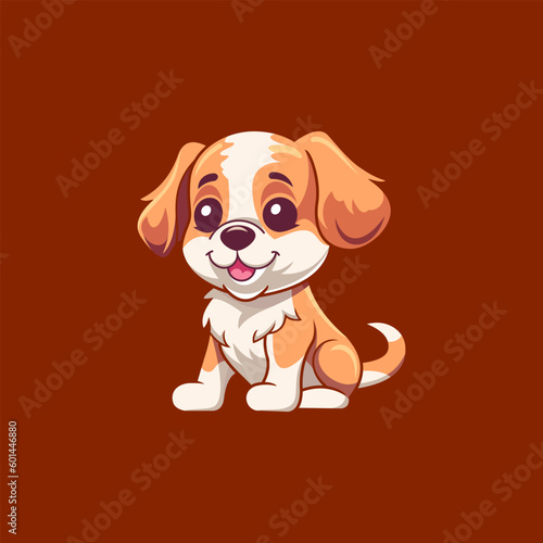 Cute Puppy Dog Mascot Cartoon Logo Design Icon Illustration Character Hand Drawn. Suitable for every category of business  company  brand like pet store or pet shop  toys  food  and Animal logo design