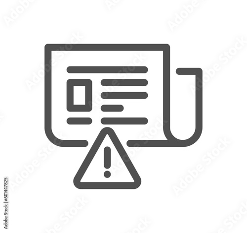 Fake news related icon outline and linear vector.