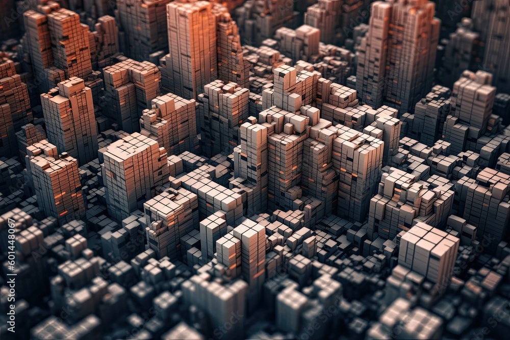 Obraz premium A city built from above out of little boxes (Generative AI, Generativ, KI)