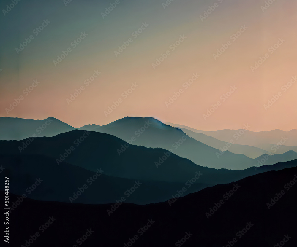 Beautiful Art Of Top of Mountains During Sunrise AI Generated