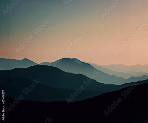 Beautiful Art Of Top of Mountains During Sunrise AI Generated