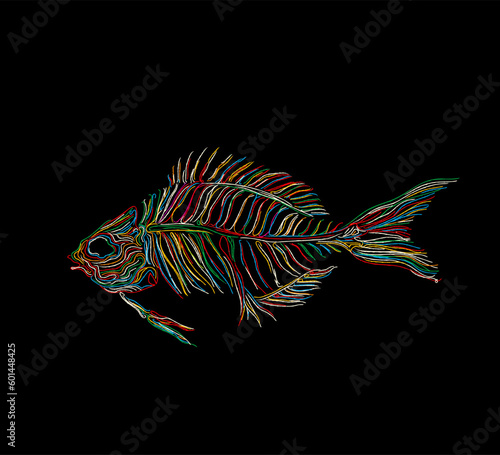 Fish skeleton vector icon