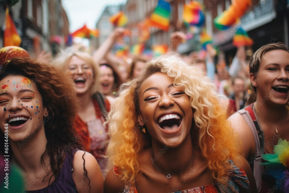Charismatic Generative AI Young People at LGBTQ+ Gay Pride Parade in