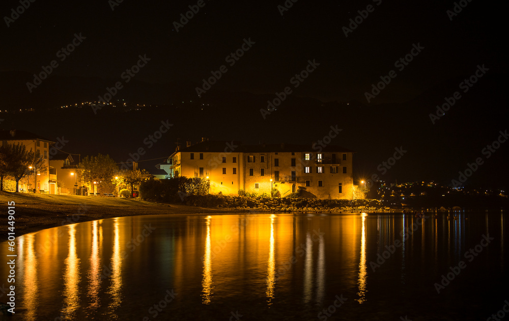 night view of Varenna front lake on the Como lake, Como, Italy