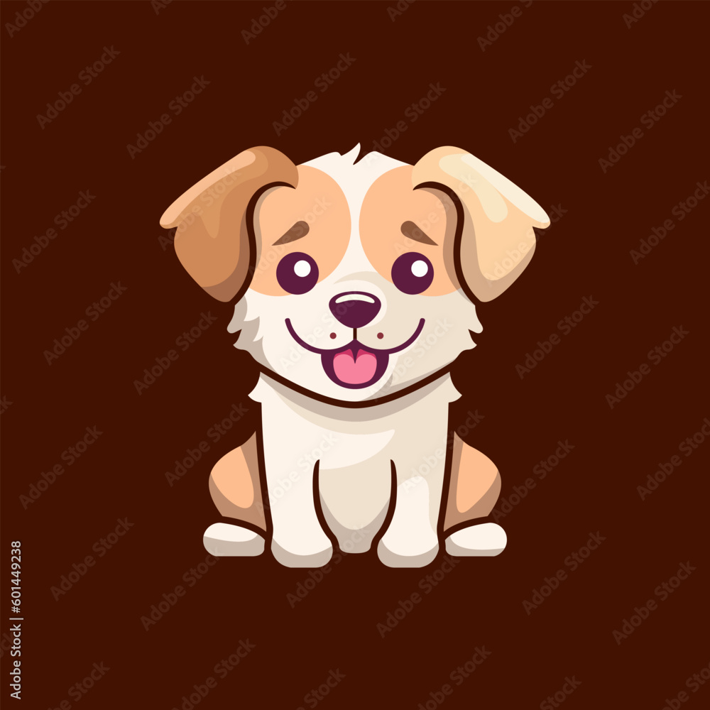 Cute Puppy Dog Mascot Cartoon Logo Design Icon Illustration Character Hand Drawn. Suitable for every category of business, company, brand like pet store or pet shop, toys, food, and Animal logo design