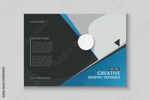 Horizontal or widescreen flyer cover letter layout, brochure, annual report, letterhead, company profile, magazine, business presentation template design
