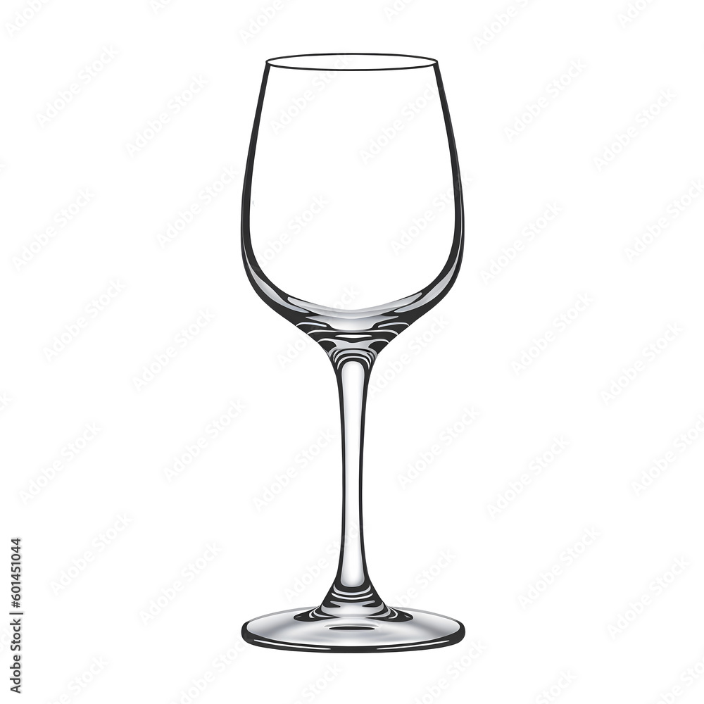 Transparent wine glass isolated on white background - PNG. AI art Transparent wine glass isolated on white background - PNG. AI art