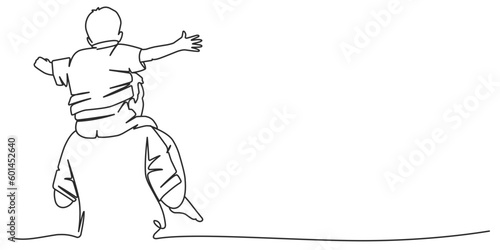 Fathers day line art illustration, father and son line art style vector illustration