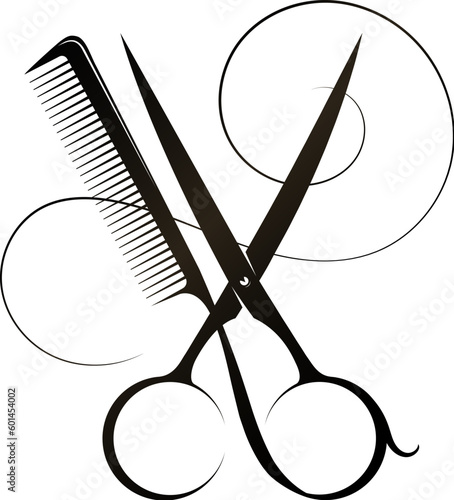 Design for beauty and hair salon. Stylist scissors and hairbrush