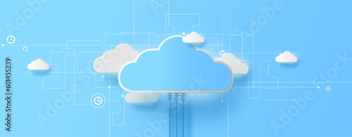 Cloud technology. Integrated digital web concept background