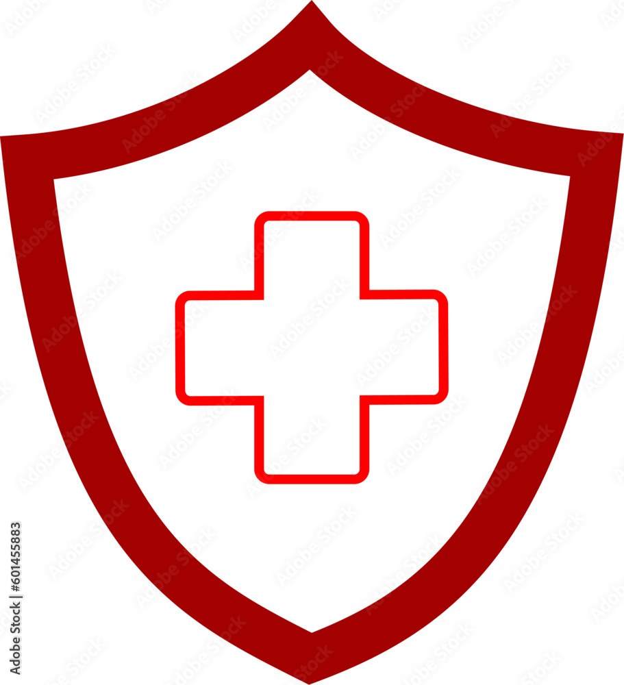 Fototapeta premium immune system icon. Medical cross on shield. Isolated on white background. Replaceable vector design.