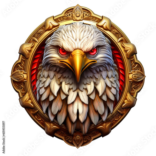 Fotografie, Tablou A Silver and gold metal eagle head metal emblem