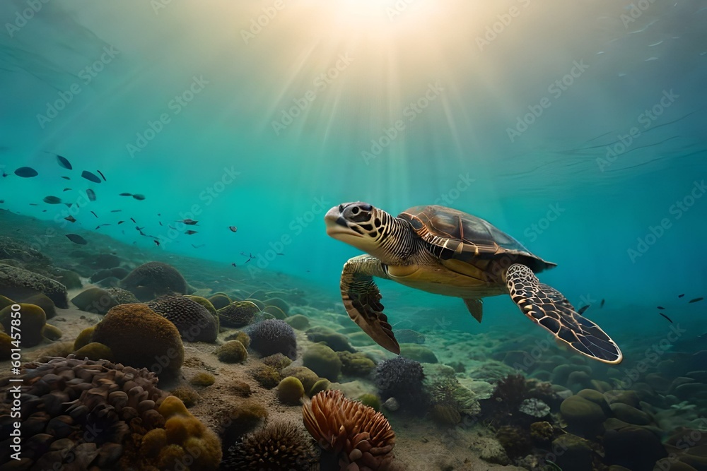 Obraz premium turtle swimming