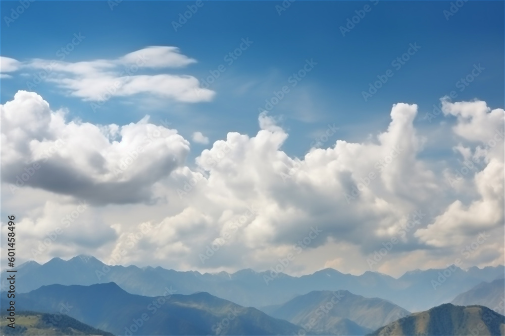 Blue sky horizon background with clouds on a sunny day seascape panorama. AI generated content