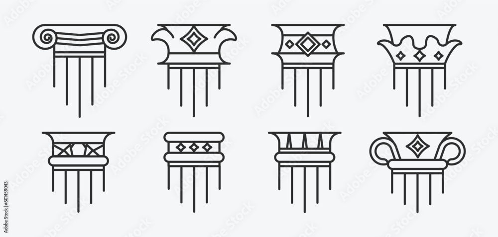 set of pillar logo line art icon design, various bundle architecture pillar logo design set of pillar logo line art icon design, various bundle architecture pillar logo design