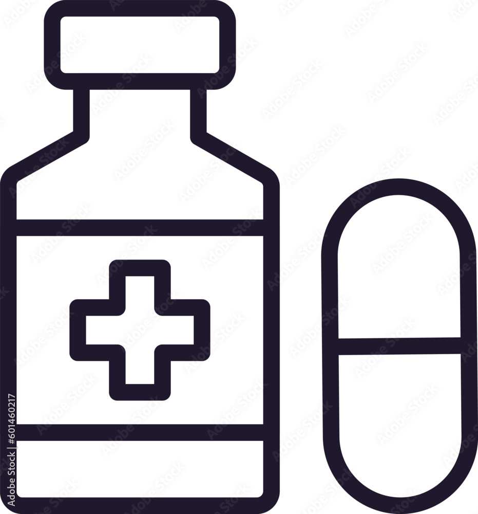 Fototapeta premium Pills concept. Single premium editable stroke pictogram perfect for logos, mobile apps, online shops and web sites. Vector symbol isolated on white background.