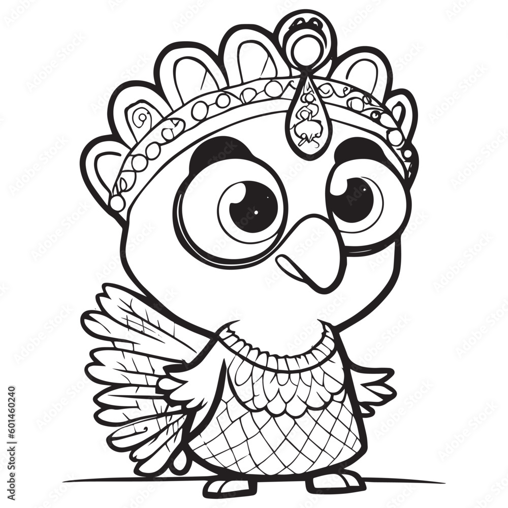 Fototapeta premium Cute Funny Bird Indian Style Animal For Coloring Book Or Coloring Page For Kids Vector Clipart Illustration