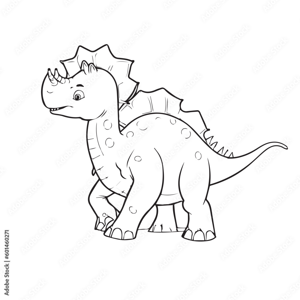 Fototapeta premium Cute Triceratops Dinosaur Animal For Coloring Book Or Coloring Page For Kids Vector Clipart Illustration