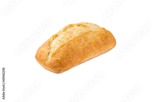 Crispy bread roll isolated against white background