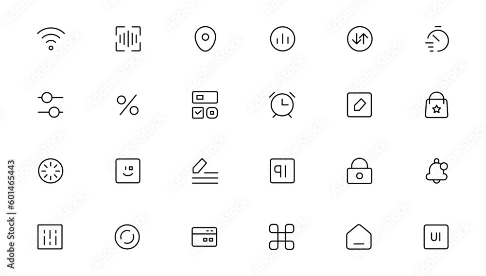 Pixel Perfect. Basic User Interface Essential Set. Line Outline Icons. For App, Web, Print. Editable Stroke. Pixel Stroke Wide with Round Cap and Round Corner Pixel Perfect. Basic User Interface Essential Set. Line Outline Icons. For App, Web, Print. Editable Stroke. Pixel Stroke Wide with Round Cap and Round Corner