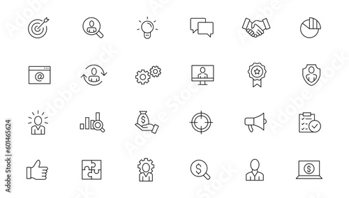 Business and management line icons set. Management icon collection. Vector illustrator