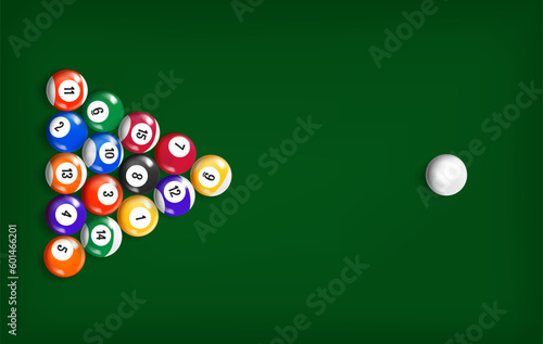 Billiard color balls arrangement. 3d vector illustration
