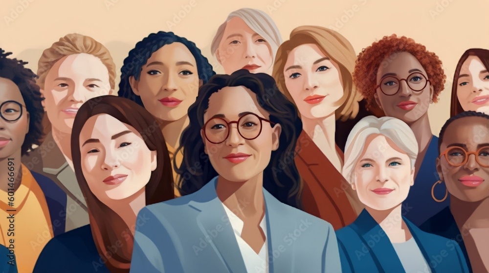 Portrait group of diverse Female Politicians together, Generative AI