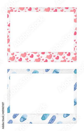 decorative rectangle polaroid photo frame templates on transparent background, extracted, png file	
