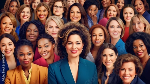 Portrait group of diverse Female Politicians together, Generative AI