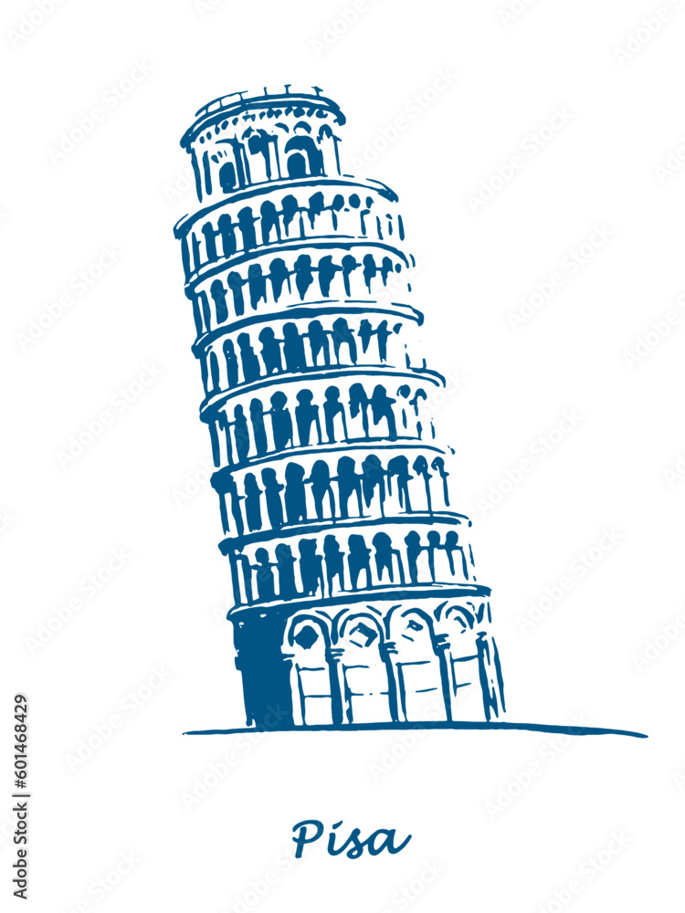 Pisa, Leaning Tower of Pisa , travel , Italy, architectural monument ,Italian seaside , sketch , old architecture , Europe