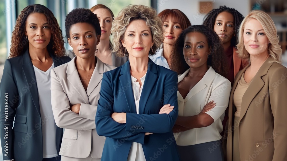 Fototapeta premium Portrait group of diverse Female Politicians together, Generative AI