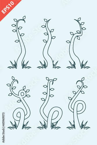 hand drawn beanstalk design vector flat isolated illustration