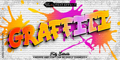 Colorful Street Wall Graffiti Vector Editable Text Effect Template