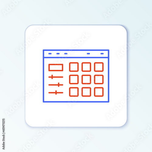 Line Drum machine icon isolated on white background. Musical equipment. Colorful outline concept. Vector