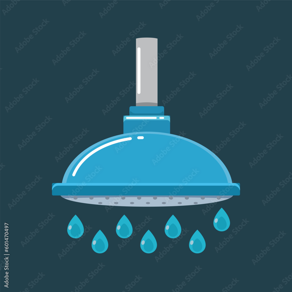 The Shower tools with water. Isolated Vector illustration. The Shower tools with water. Isolated Vector illustration.