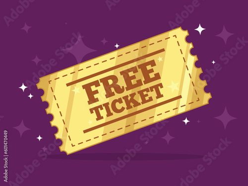 The Golden Free Ticket. Isolated Vector Illustration
