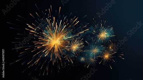 Wallpaper Mural Happy New Year Abstract background with Golden fireworks. Bright on dark blue background. Generative ai Torontodigital.ca