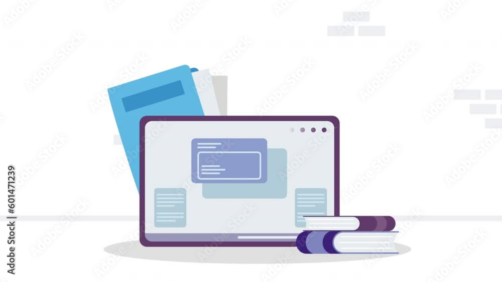 tablet device with books animation tablet device with books animation