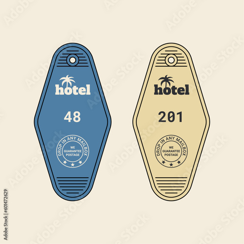 Tropic Coconut Tree Hotel Rooms Keychain Vector