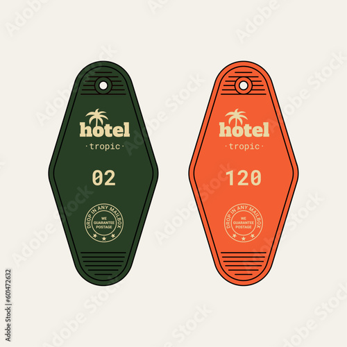 Tropic Hotel Rooms Keychain Vector