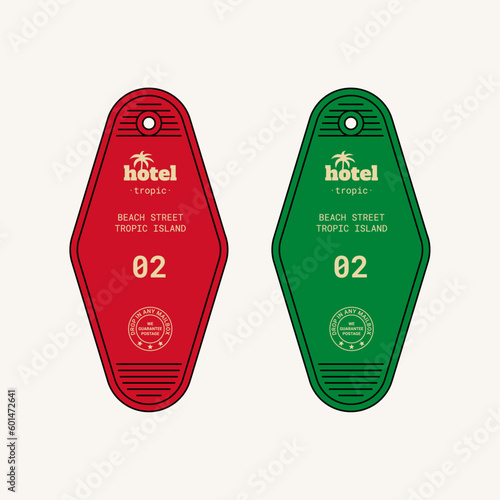 Tropic Island Hotel Rooms Keychain Vector