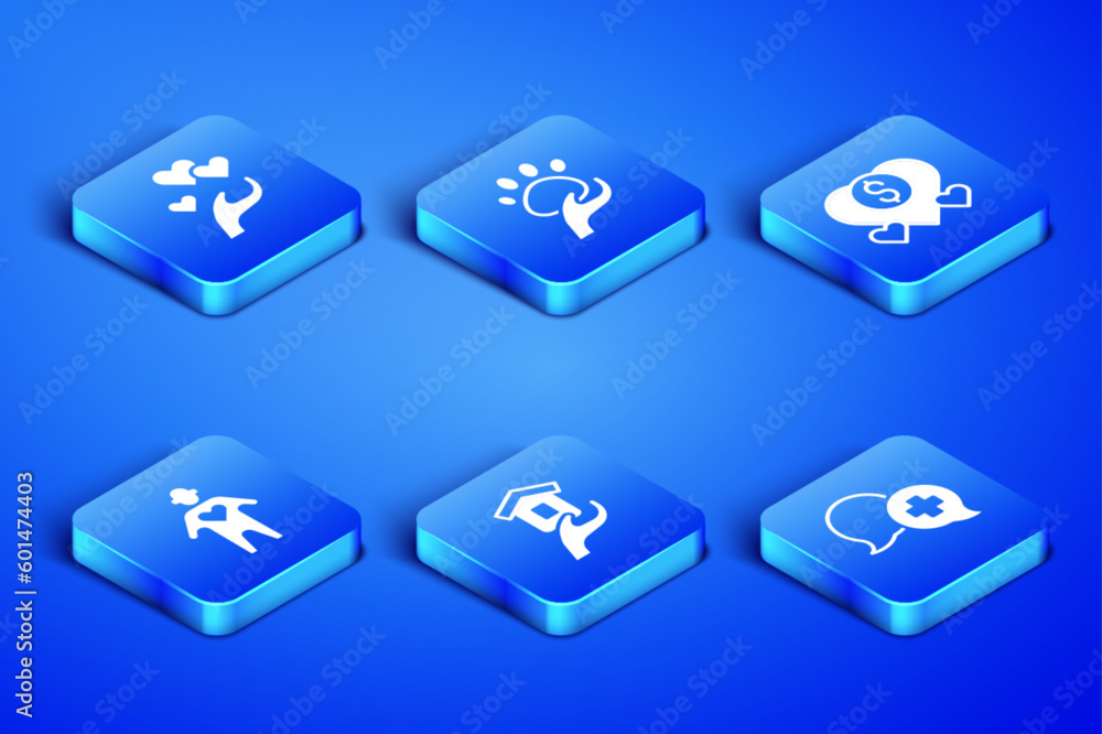 Set Dialogue with doctor, Heart in hand, Shelter for homeless, Volunteer, Animal volunteer and Donation charity icon. Vector Set Dialogue with doctor, Heart in hand, Shelter for homeless, Volunteer, Animal volunteer and Donation charity icon. Vector