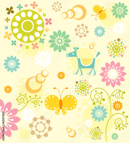 little horse pony baby toy kid animal jungle floral fauna nature story book cover abstract background pattern element wallpaper vector