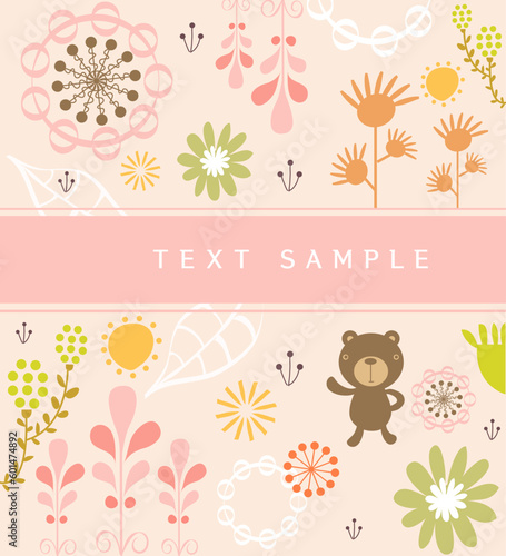 cute baby bear elegant animal jungle floral fauna nature story book cover abstract background pattern element wallpaper vector