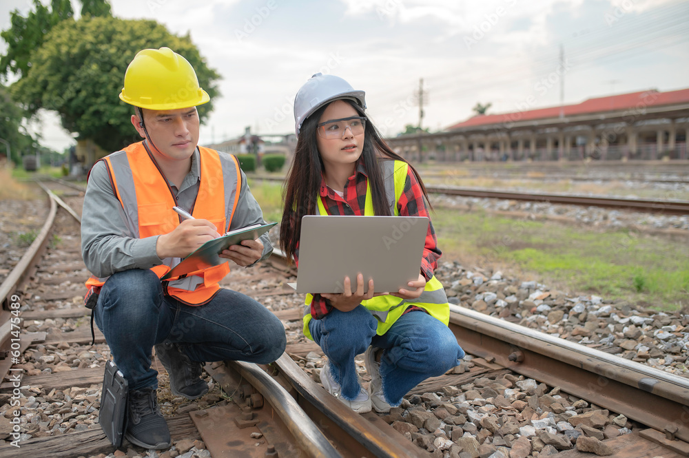 © reewungjunerr - Two engineer working at train station,Work together happily,Help each other analyze the problem,Consult about development guidelines © reewungjunerr - Two engineer working at train station,Work together happily,Help each other analyze the problem,Consult about development guidelines