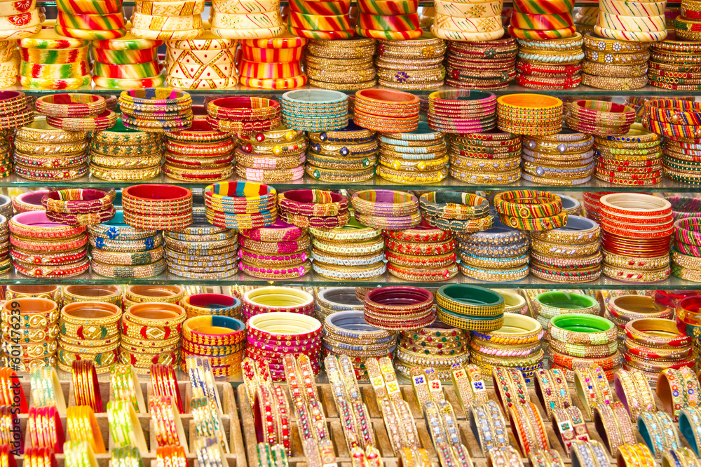 Fototapeta premium Shop selling exclusively bracelets in various colors