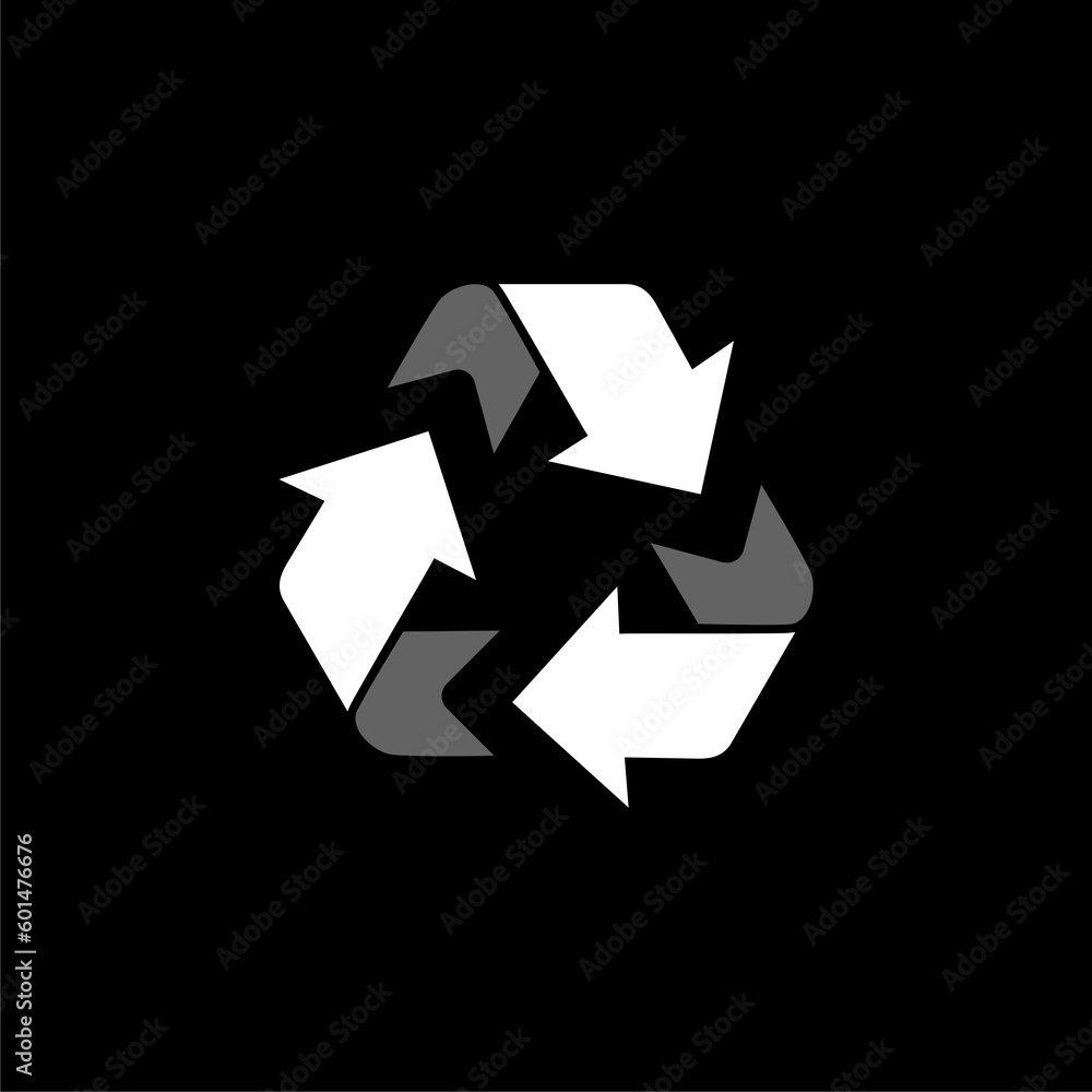 Recycle icon set isolated on black background. Recycle icon set isolated on black background.