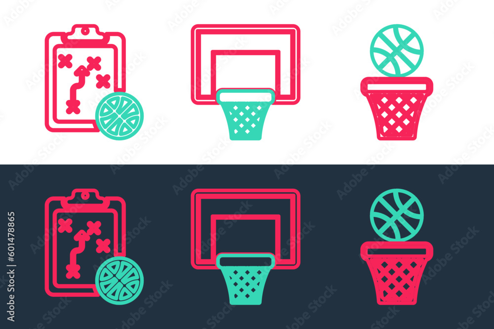 Set line Sports winner podium, and Basketball ball and basket icon. Vector Set line Sports winner podium, and Basketball ball and basket icon. Vector
