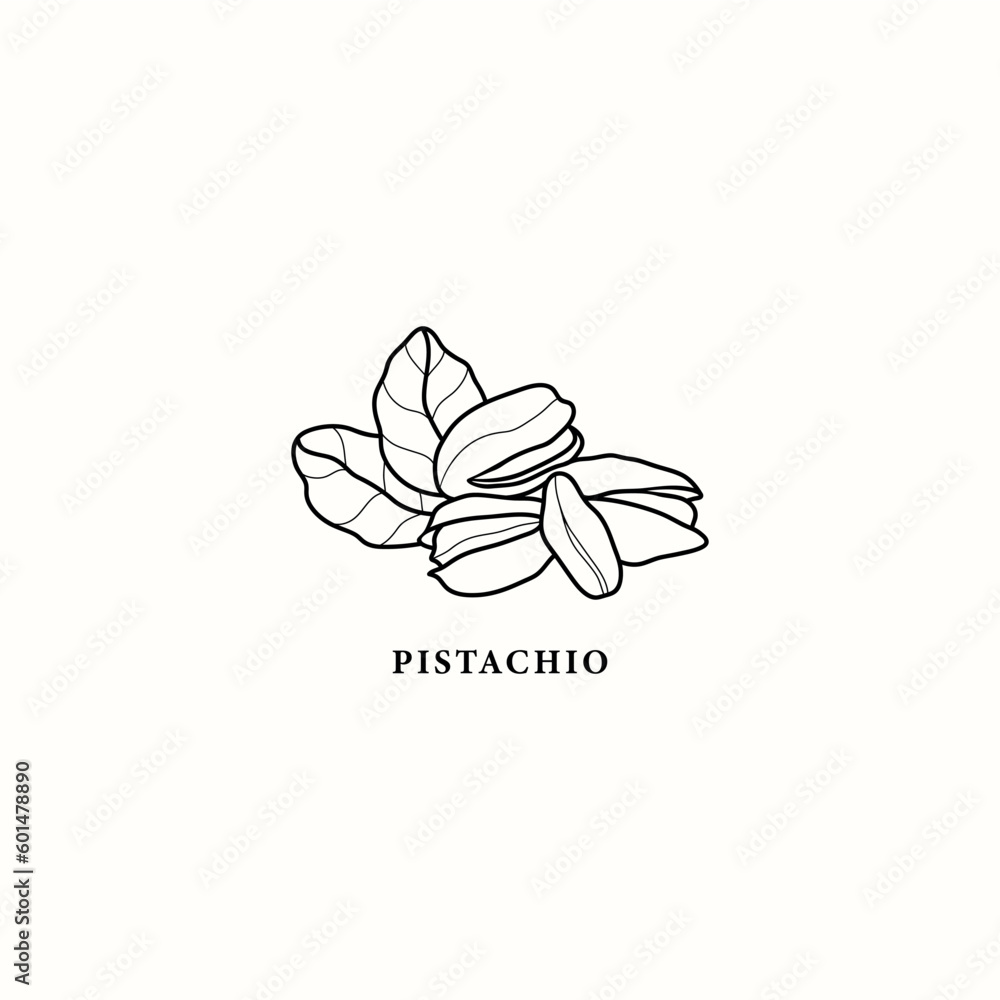 Line art pistachio nuts illustration