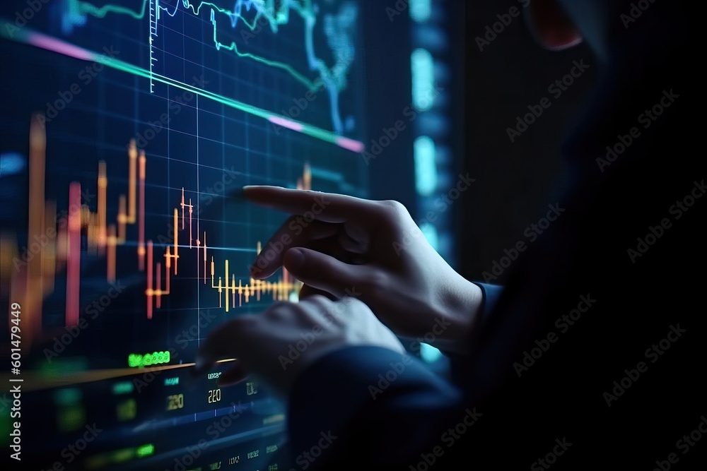 Businessman touching investment growth graph (Ai generated) Businessman touching investment growth graph (Ai generated)
